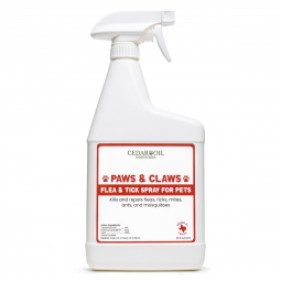 Flea, Tick and Mite Control Cedar Oil Spray for Dogs and Cats. Dr. Ben's Paws & Claws - 32 oz.